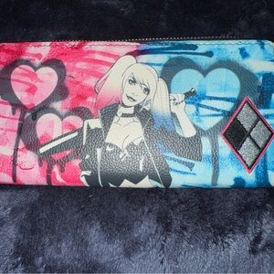 Chic Women's Harley Quinn Wallet with Pink and Blue Design-“Rebel Heart”